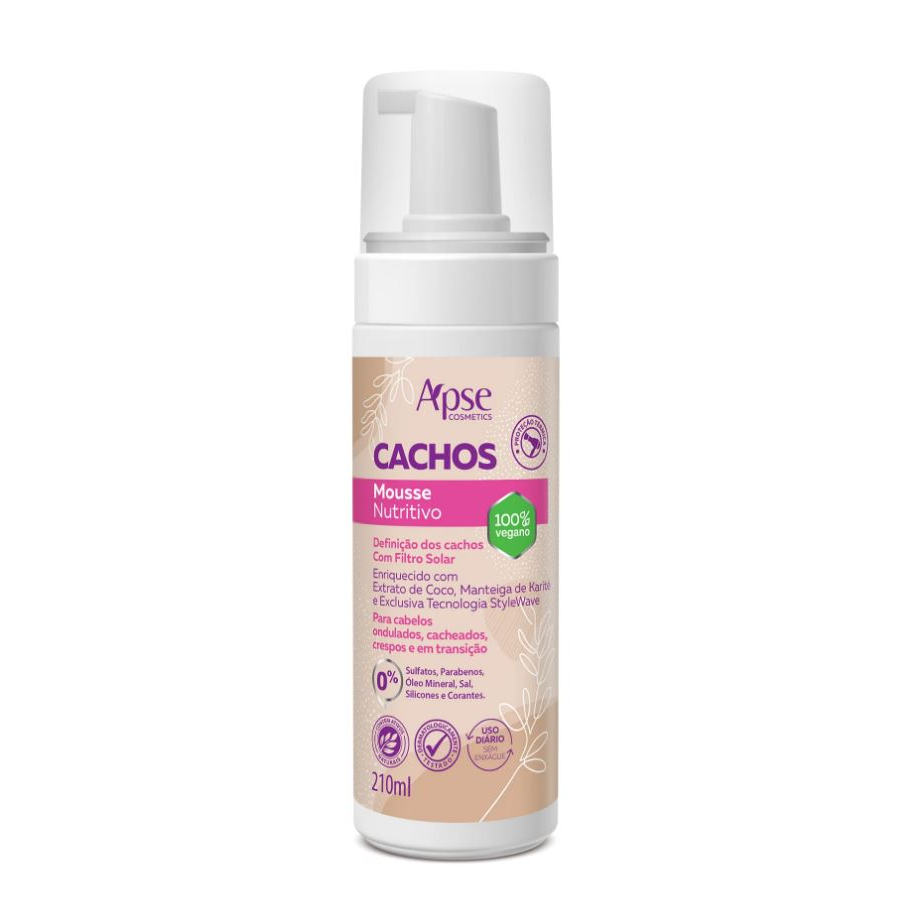 Mousse Nutritivo Cachos 210ml – Apse Cosméticos Vegano
