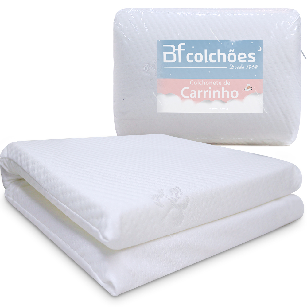 Colchonete para Carrinho de Bebê Moisés Infantil Baby Antialérgico Impermeável 29x73x4cm BF Colchões