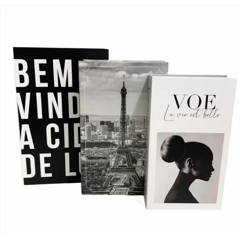 Conjunto 3 Livros Caixa Porta Objetos Decorativo &
