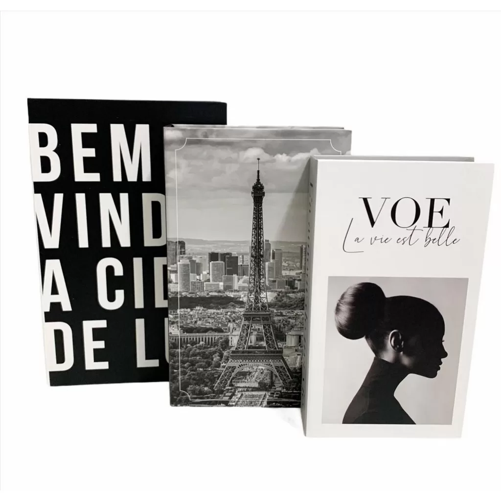 Conjunto 3 Livros Caixa Porta Objetos Decorativo –  TRAVEL