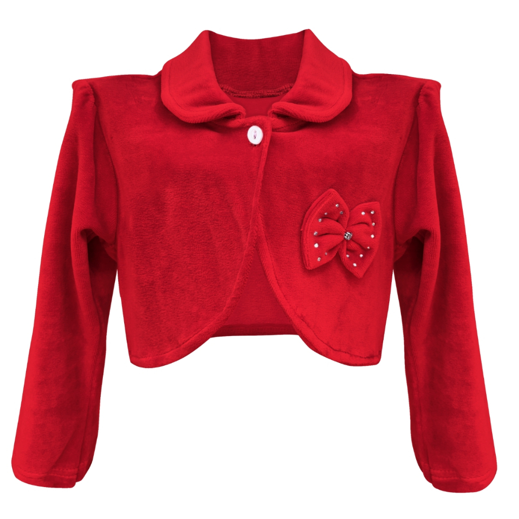 Bolero Infantil Casaco Casaquinho de Plush Vermelho Menina Festa Casamento