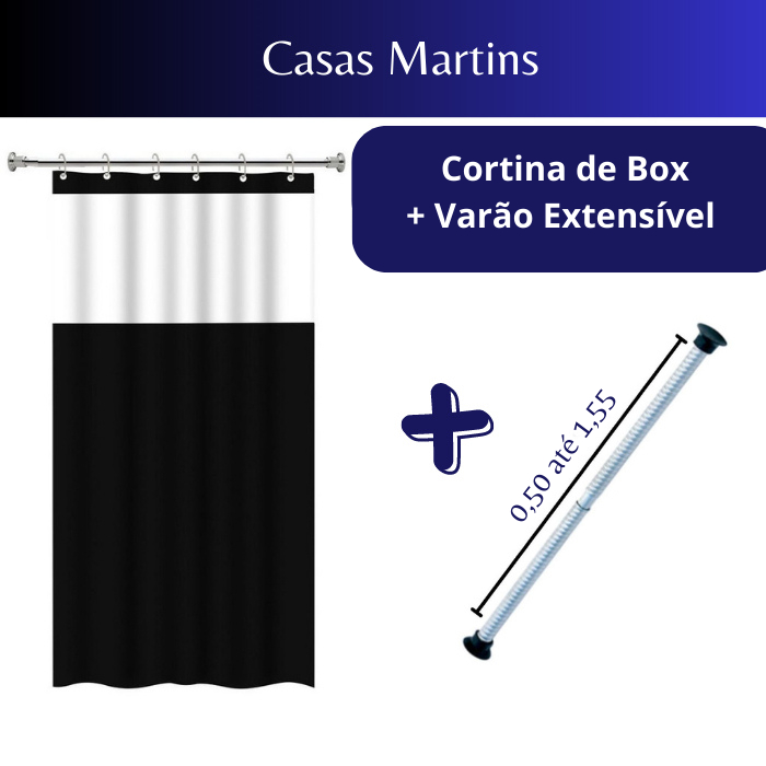 Cortina Box em PVC Para Banheiro Anti Mofo Com Gan