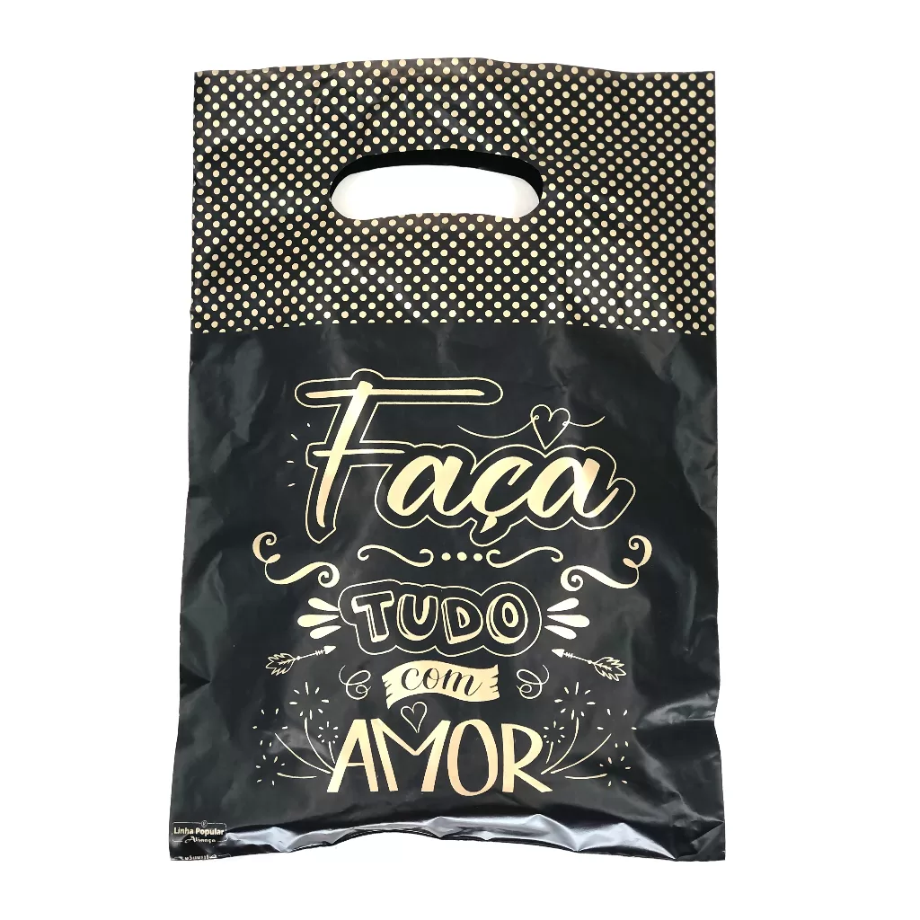 50 Sacolas boca de palhaço 30x39cm FAÇA TUDO COM AMOR