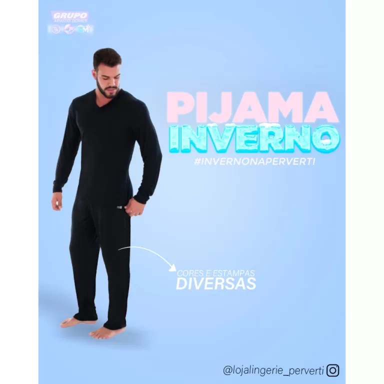 (Aprovado) Pijama Preto Masculino Cumprido de Inve