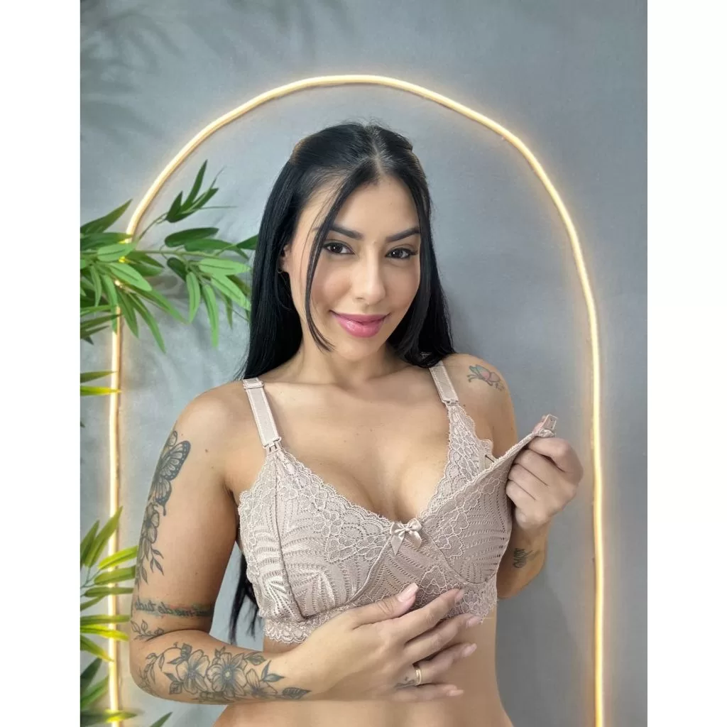 Sutiã de Amamentação Marcela Sem Bojo em Renda Gestante Maternidade e Pós Parto djl