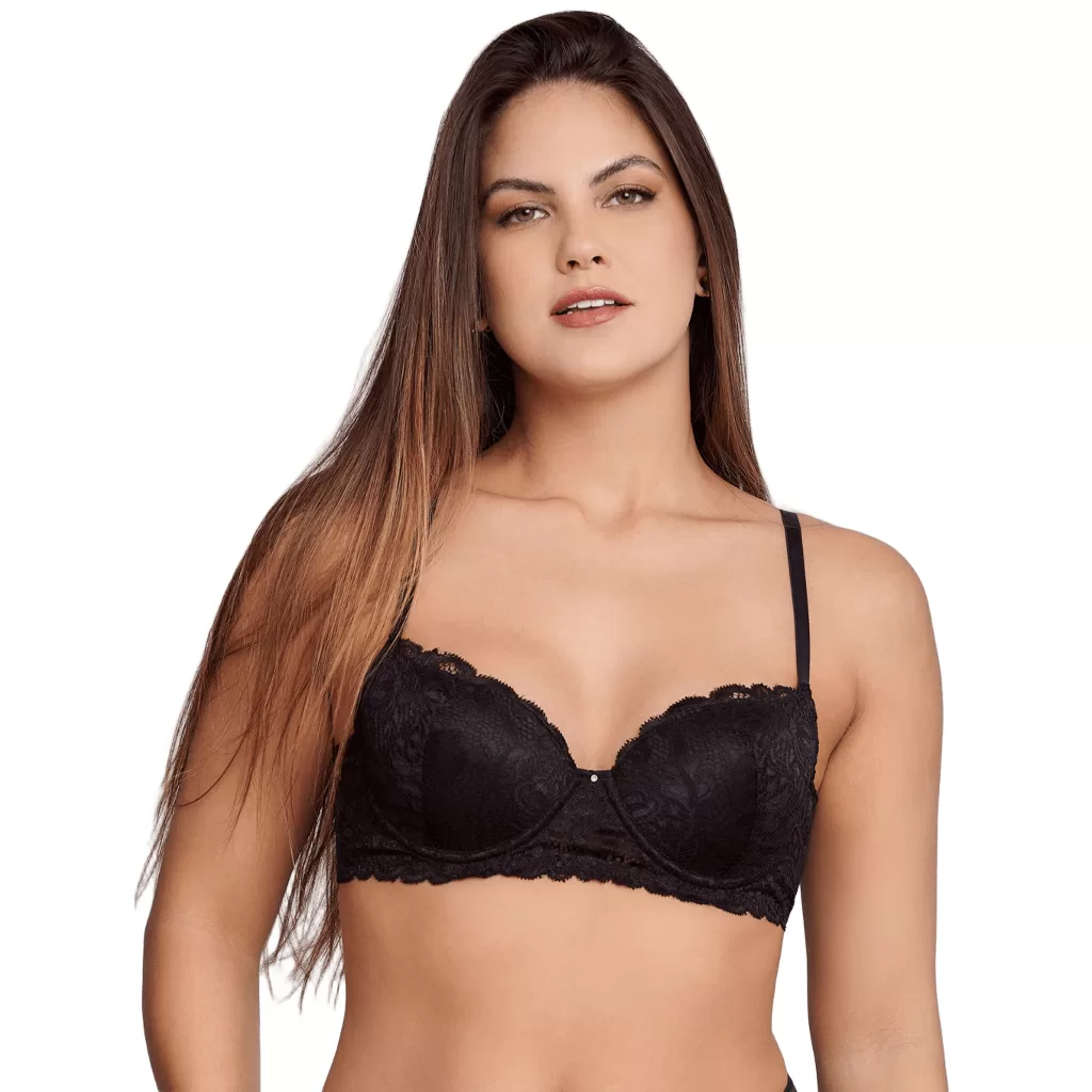 Sutiã em Renda com Bojo e Aro Costas Baixas Alça Fina Regulável Feminino Dia a Dia Edumara