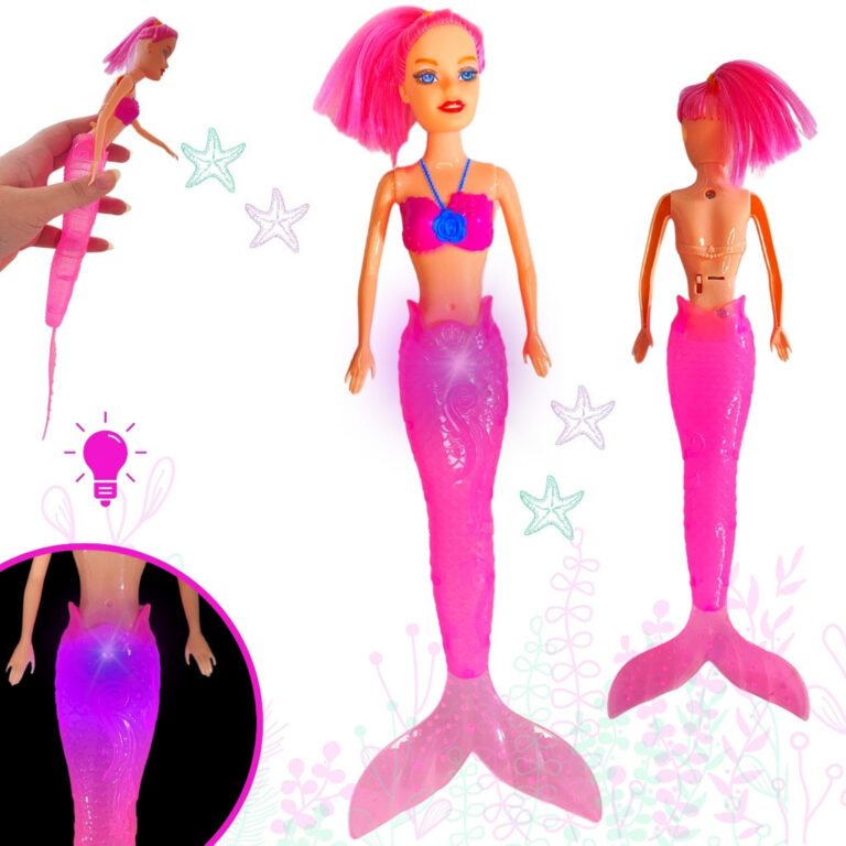 Boneca Princesa Sereia Com Luzes Barata Rainha Dos
