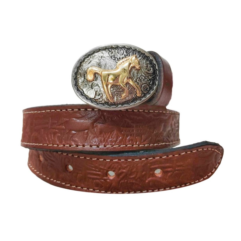 Cinto de Couro Legítimo infantil Masculino com Fivela Country