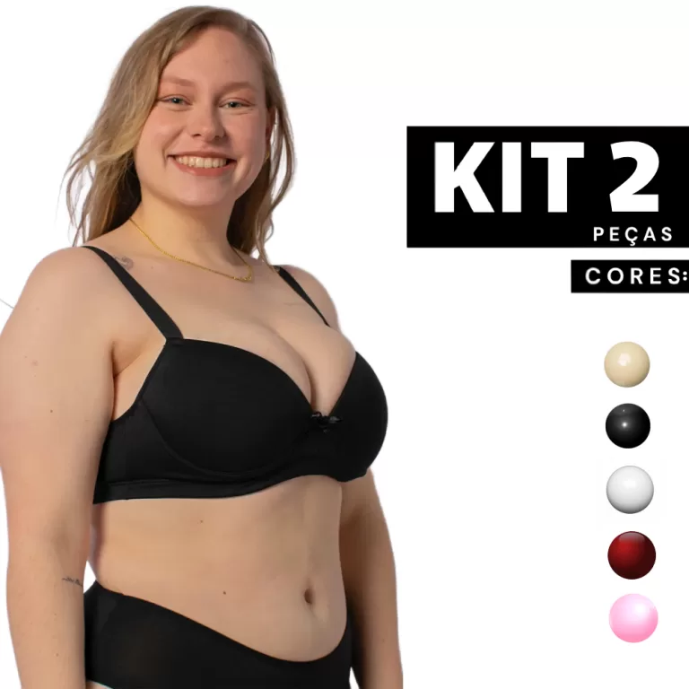 Kit 2/1 Sutiã Plus Size Com Bojo Reforçado Alça