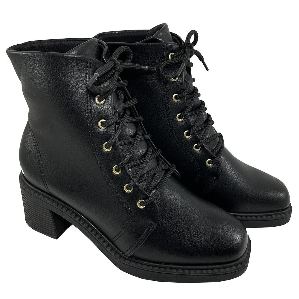 Bota Coturno Beira Rio Cadarço Feminino – Preto