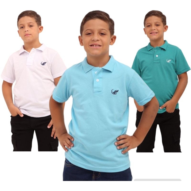 Camisa Gola Polo infantil Juvenil Algodão Piquet Manga Curta Promoção