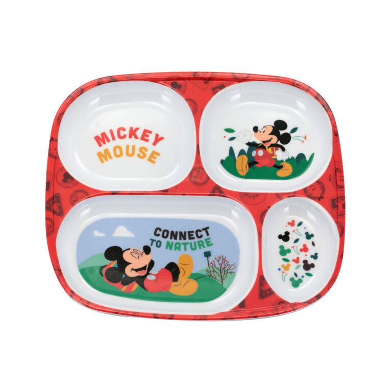 Prato Mickey Disney Melamine c/ Divisórias Kit C/