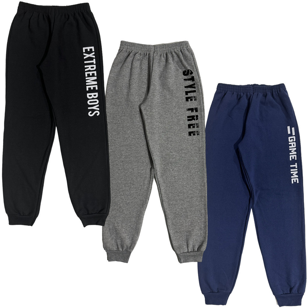 Kit 3 Calças Infantil Menino Moletom Masculino Roupas Infantis