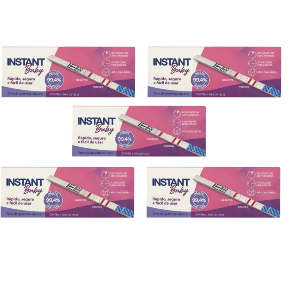 Kit com 5 Teste De Gravidez Instant Baby Tira Prevent Pharma