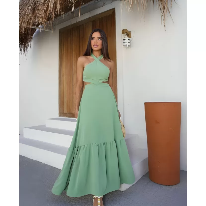 Vestido Longo Elegante Transpassado Formatura Com Bojo Madrinha Festa Casamento