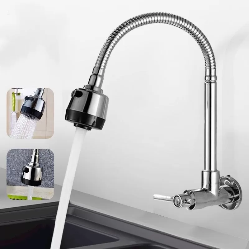 haosin Inox Prata Torneira Com Chuveiro Com Rotação De 360° Cozinha Luxo Parede