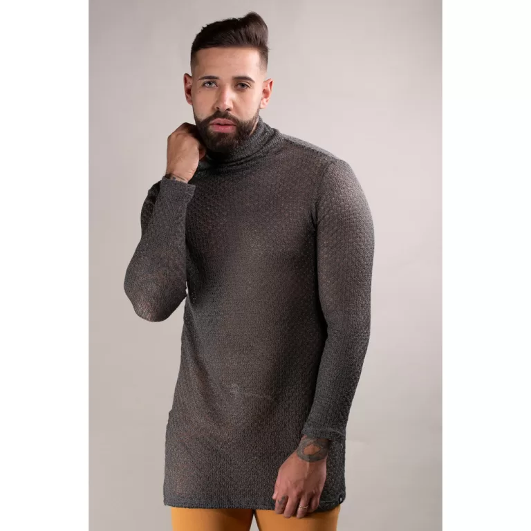 Blusa Masculina Gola Alta Long Line em Lãzinha Ci