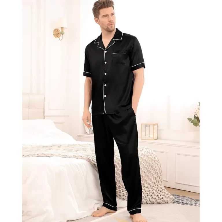 Pijama Americano Masculino Cetim de Seda Calça e 