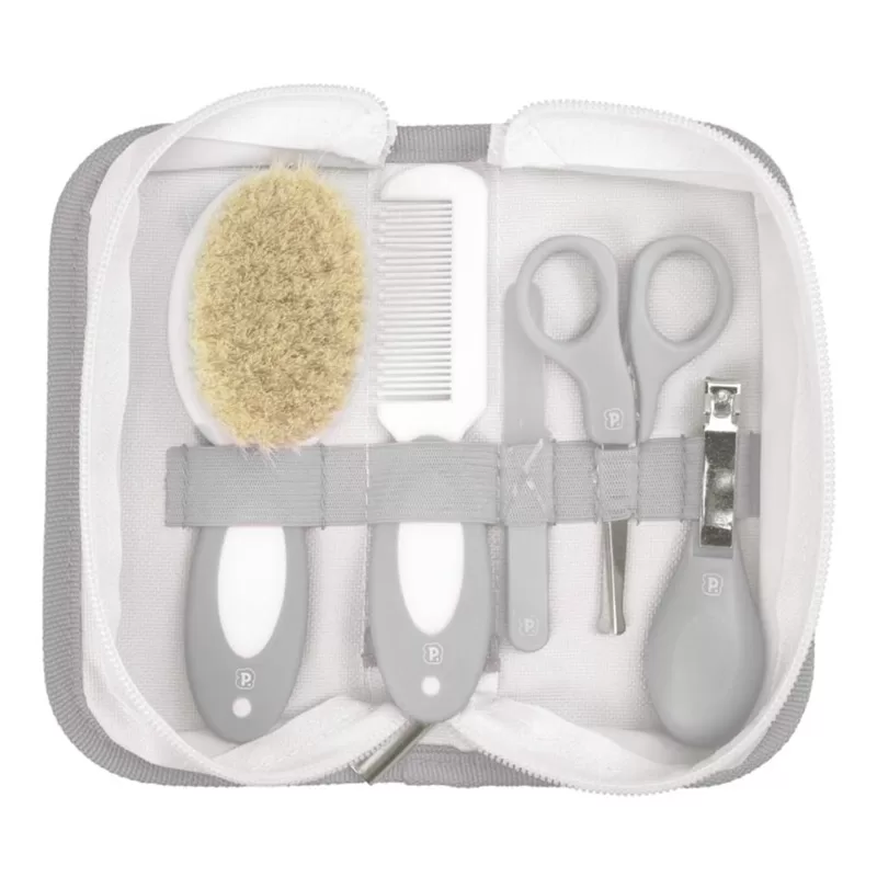 Kit 5 Peças Higiene Bebê Pimpolho Cerdas Naturais + Necessaire