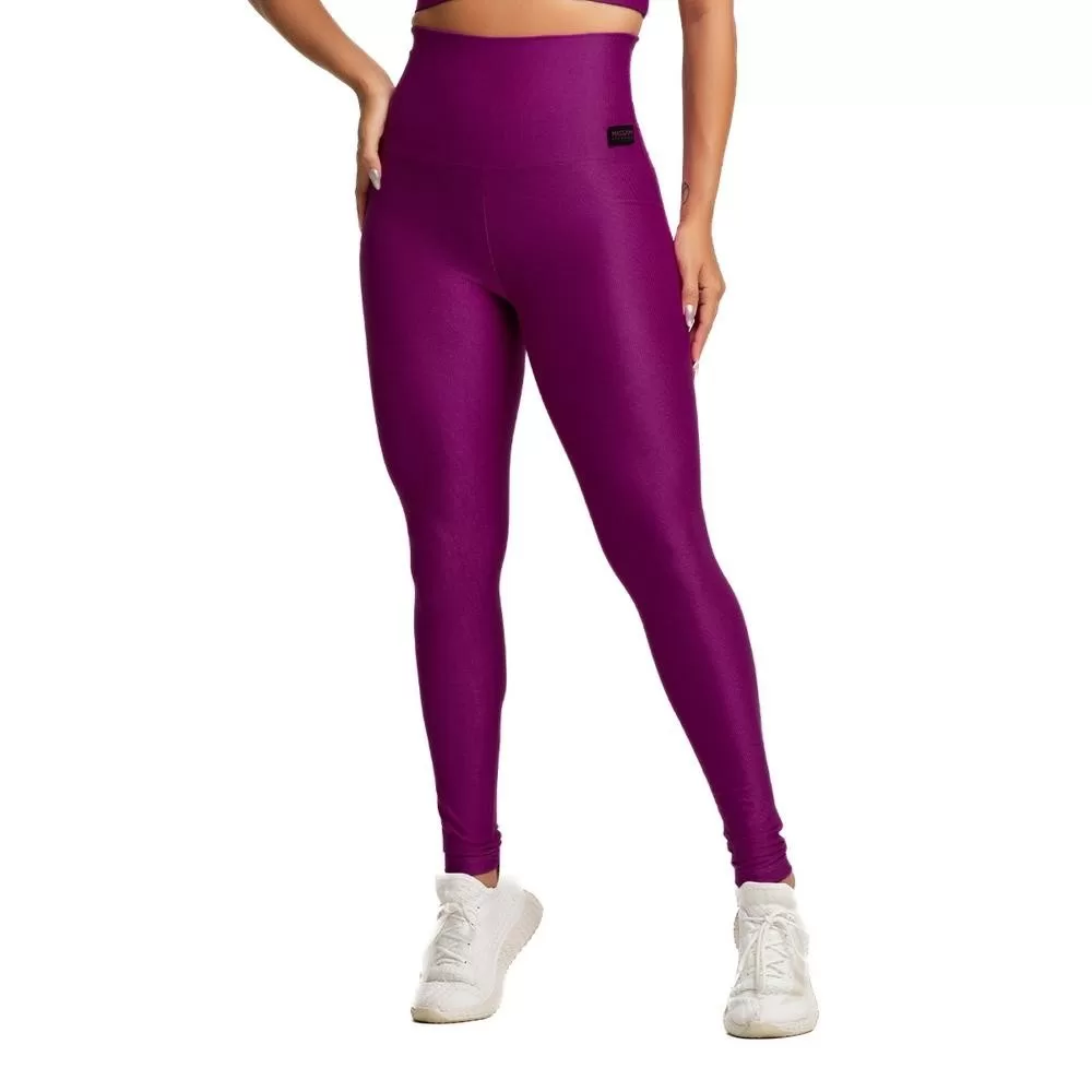 Legging Feminina Poliamida Canelada Roxa Massam Fitness