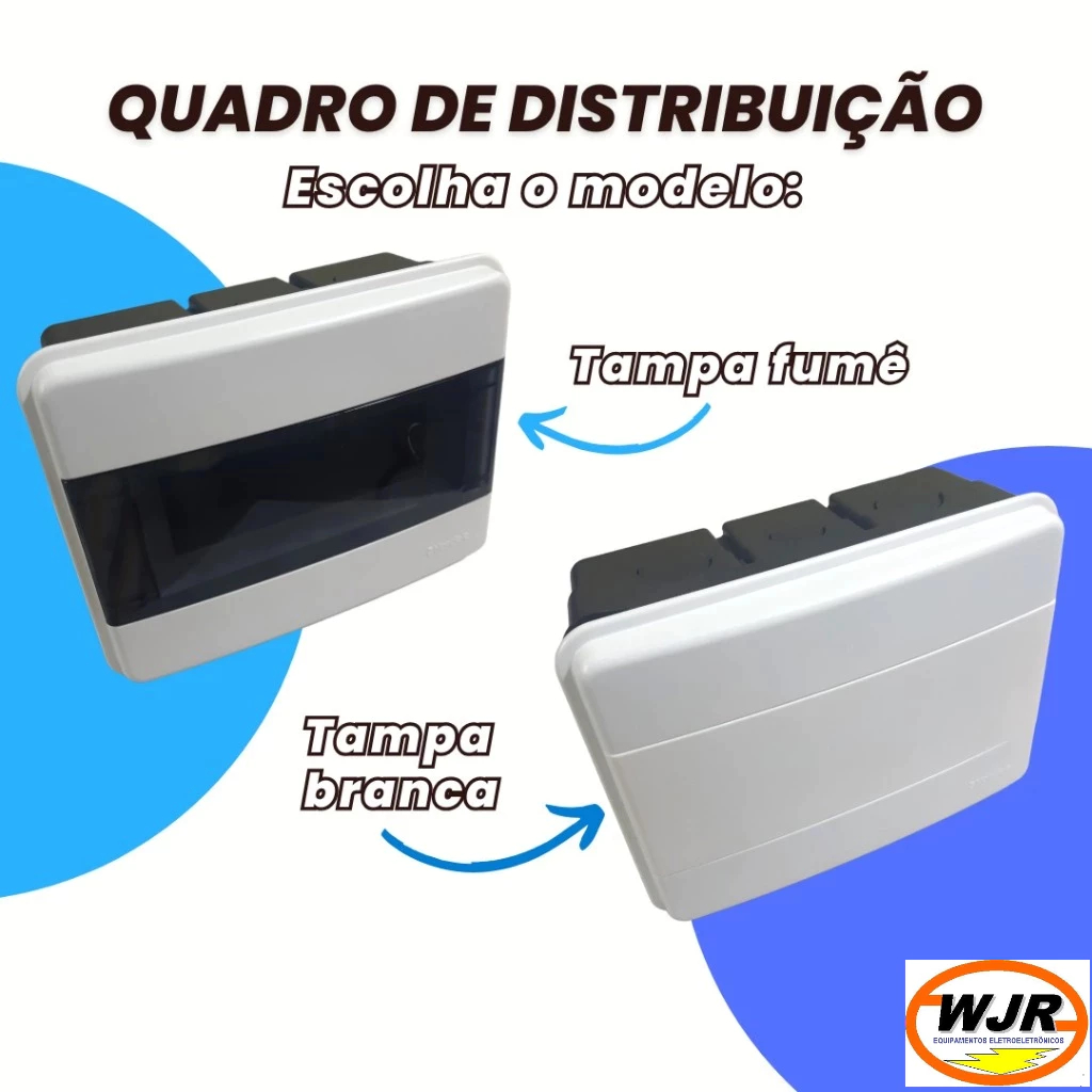 Quadro caixa Distribuição 8 Disjuntores de Embutir c/ Suporte para barramento –  8 Dijuntores tipo D