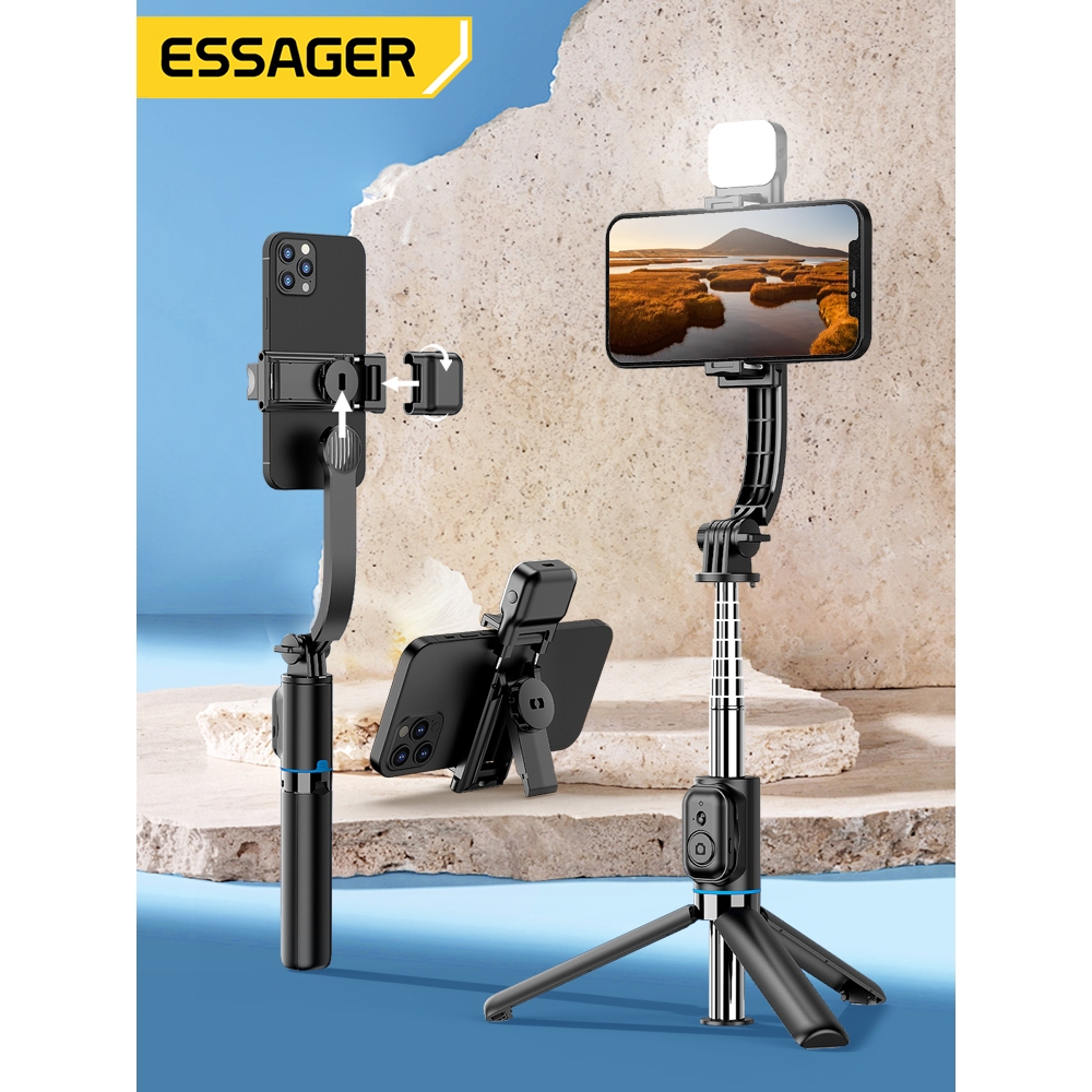 Essager sem fio bluetooth selfie dobrável tripé com luz de preenchimento lâmpada do telefone