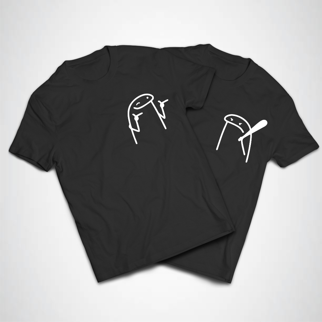 Kit 2 Camisetas de Casal Dia dos Namorados Meme Flork De Boa e Estressada