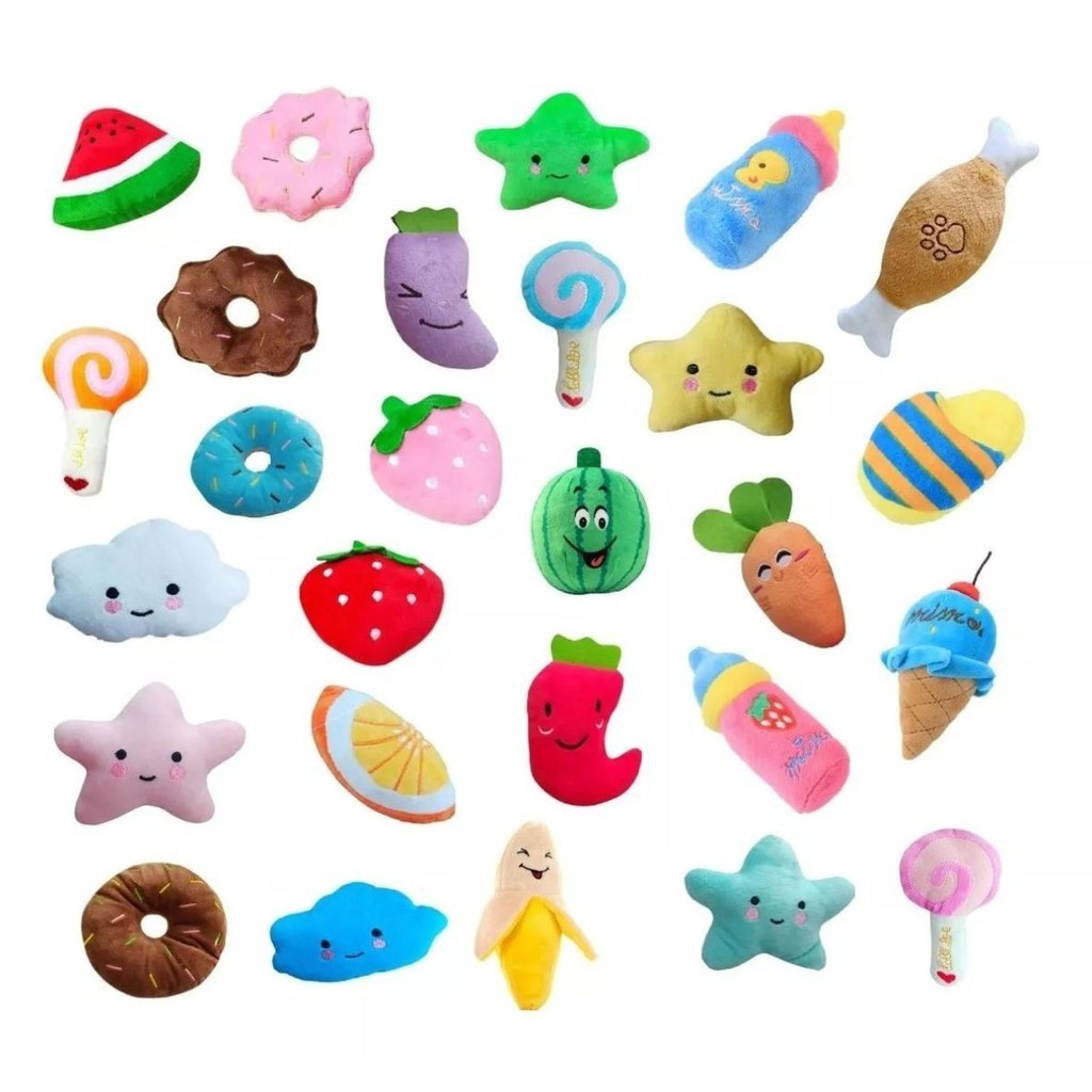 Kit 6 Brinquedos Pelucia Mordedores com Apito Para Cachorro Gato Sortidas IOferta Shopee 8.8