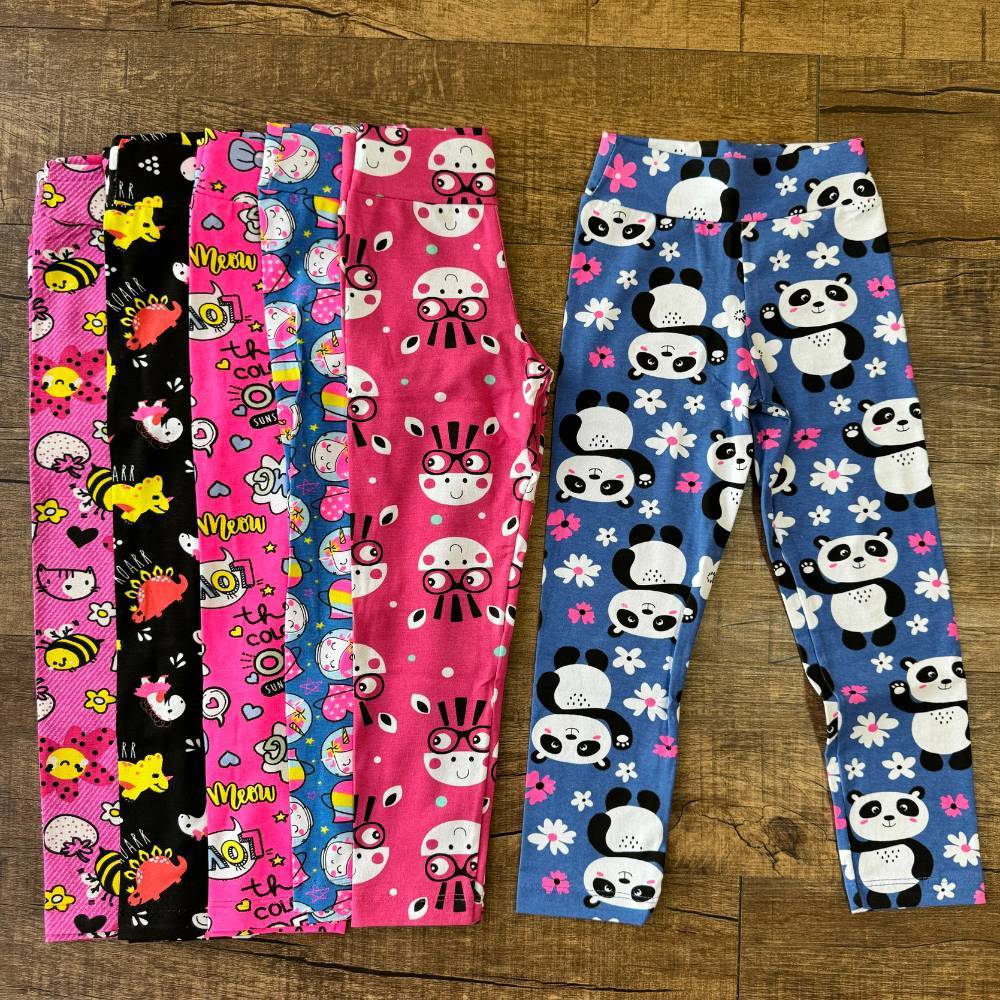 Kit 3 Legging Infantil Estampada Sortidas Muito Confortável
