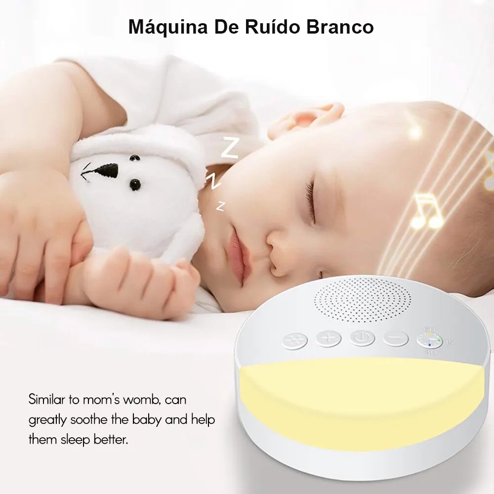 Máquina de ruído branco para crianças, Sleep Sound Player, USB Recarregável luz noturna
