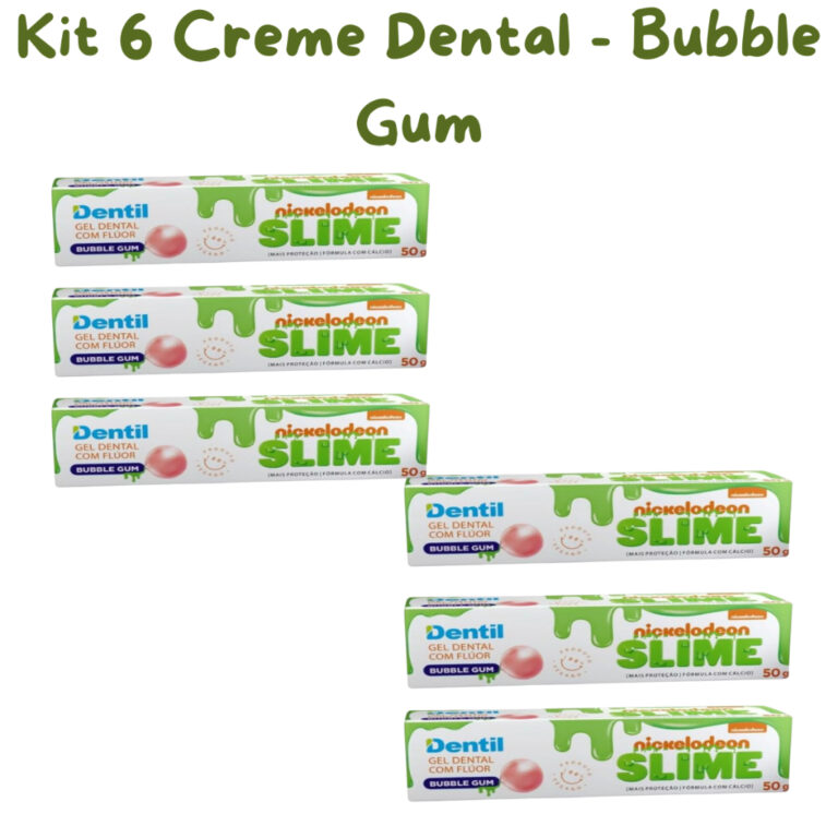 Kit 6 Gel Dental Dentil Slime Infantil Bubble Gum 