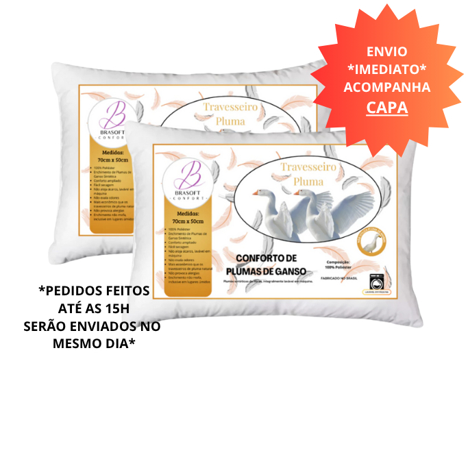 Kit Travesseiro Toque Pluma de Ganso Sintetico Flo