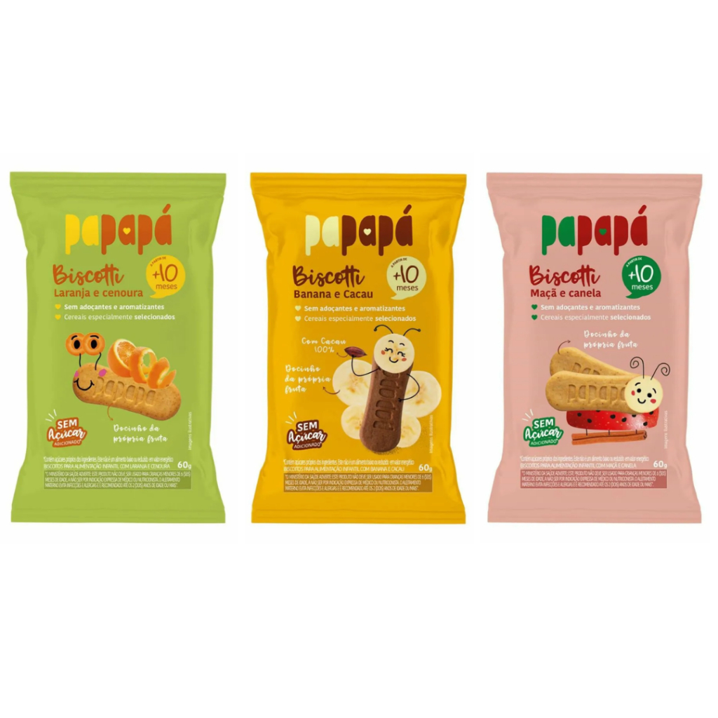 Kit 3 Biscoitos Infantil Papapá – Sabores Variados