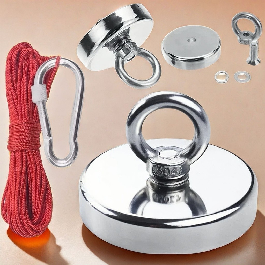 Imã De Neodímio Para Pesca Esportiva Magnética De 200Kg Tração + Corda 20 metros Muito Resistente