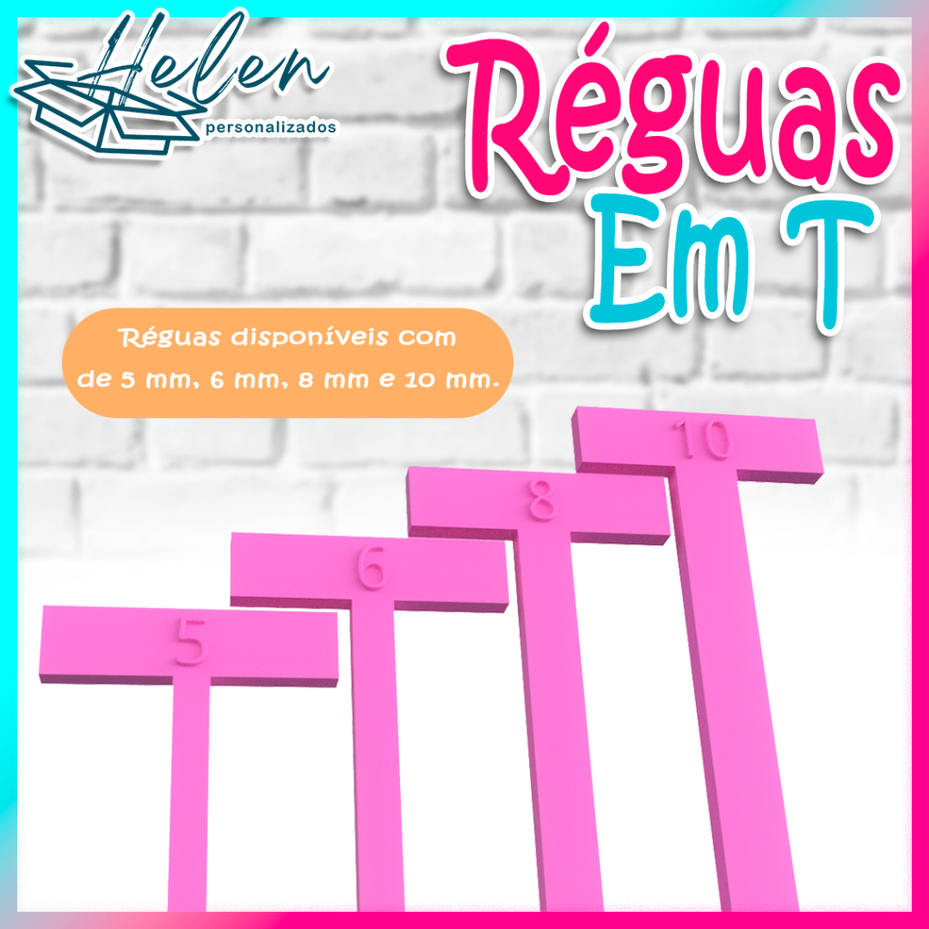 Réguas T para Papelaria e Encadernação 5, 6, 8 e 10 mm