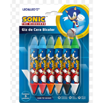 Giz de Cera Big Bicolor Sonic – Caixa com 6 