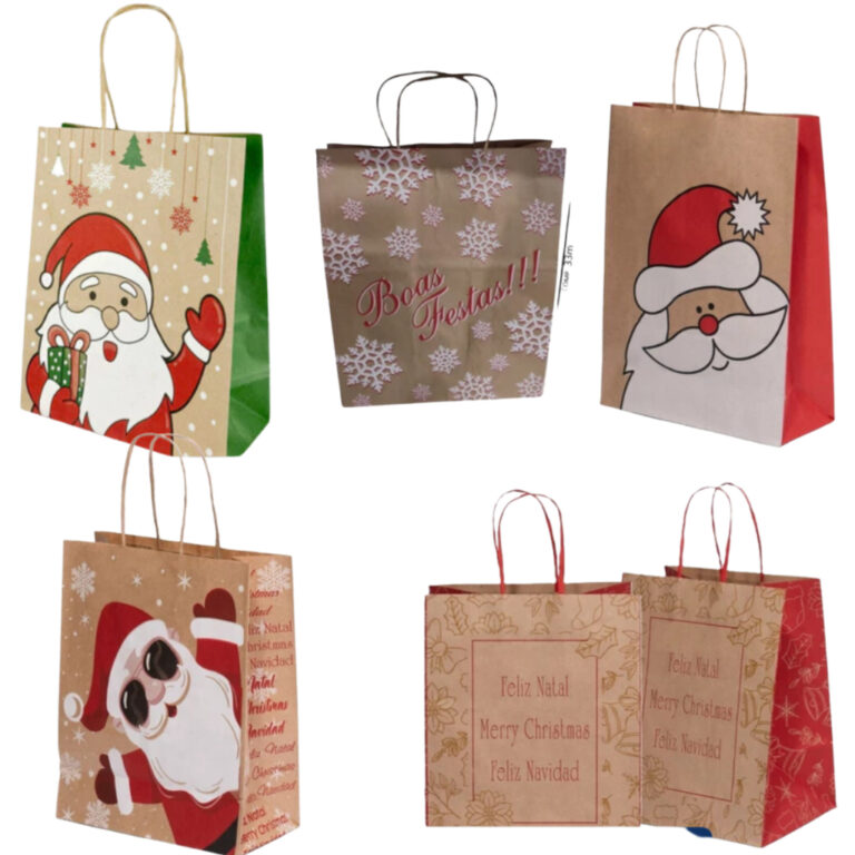 Sacola De Papel Natal Decorada Feliz Natal Sacolin