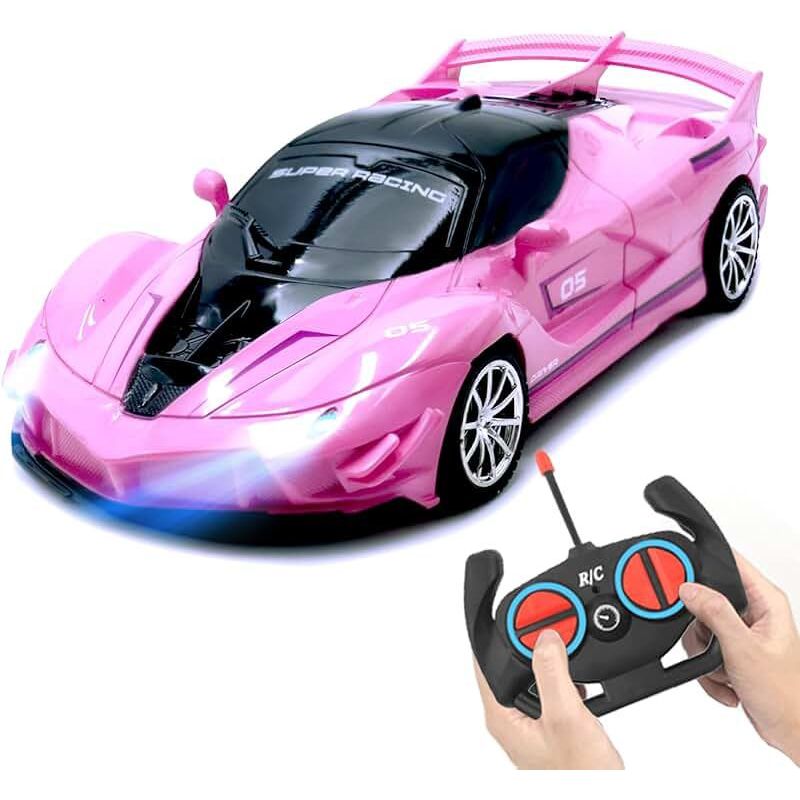 Brinquedo Carrinho de Controle Remoto Rosa Recarregável Esportivo Rápido Lamborguini Ferrari