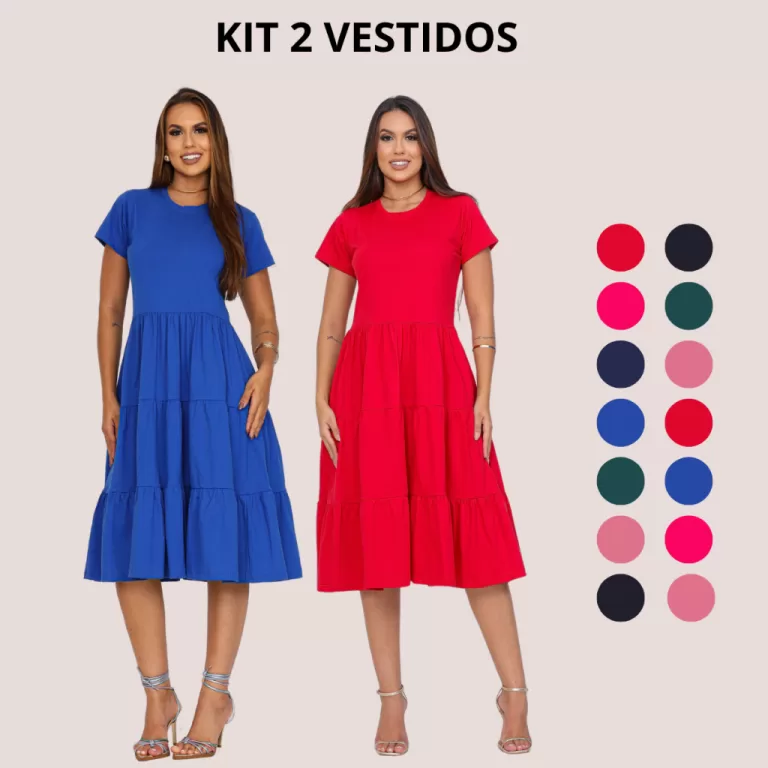 Kit 2 Vestidos Três Marias Rodado Algodão Luxo C