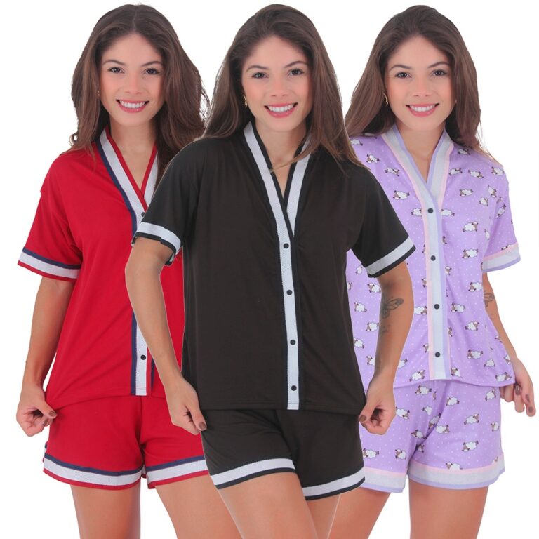 Kit 3 Pijamas Feminino Blogueirinha Americano Boa 