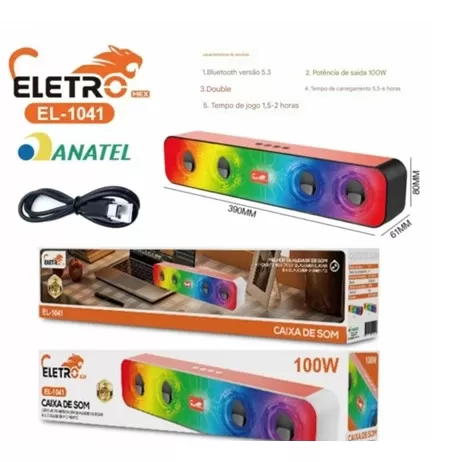 Caixa De Som Gamer Subwoofer Bluetooth Pc Led Rgb 