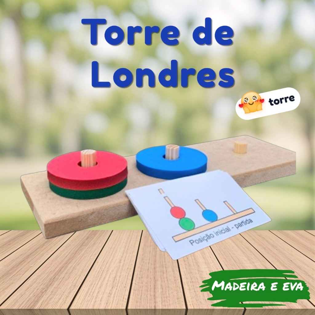 TORRE LONDRES + 12 Fichas De Desafio Teste Psicopedagógico – Jogo Educativo