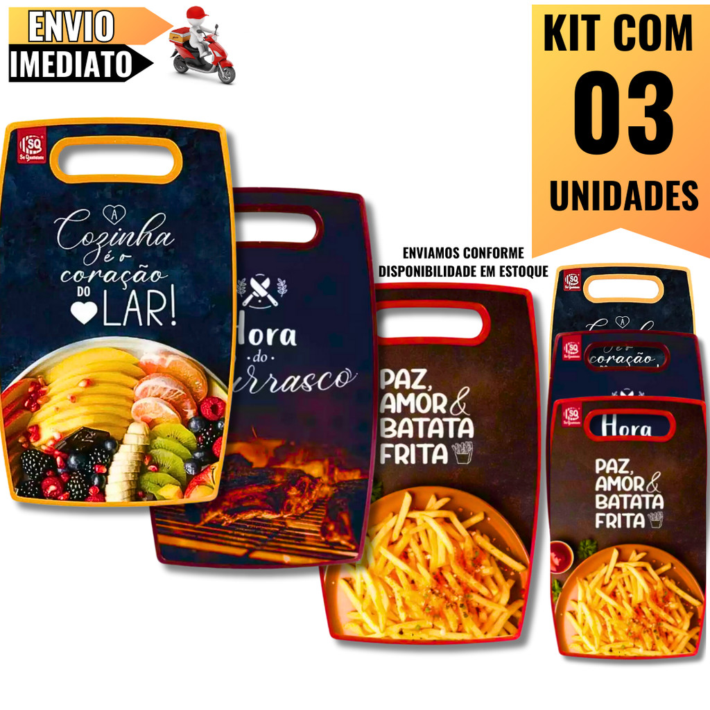 Tábuas de Corte Estampadas  Ideal para Cozinha Doméstica e Profissional, Modelos Variados