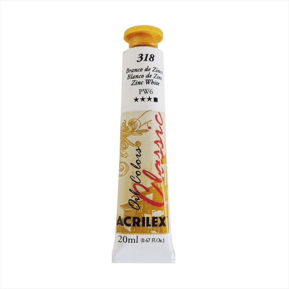 Tinta óleo Acrilex branco de zinco 318 20ml