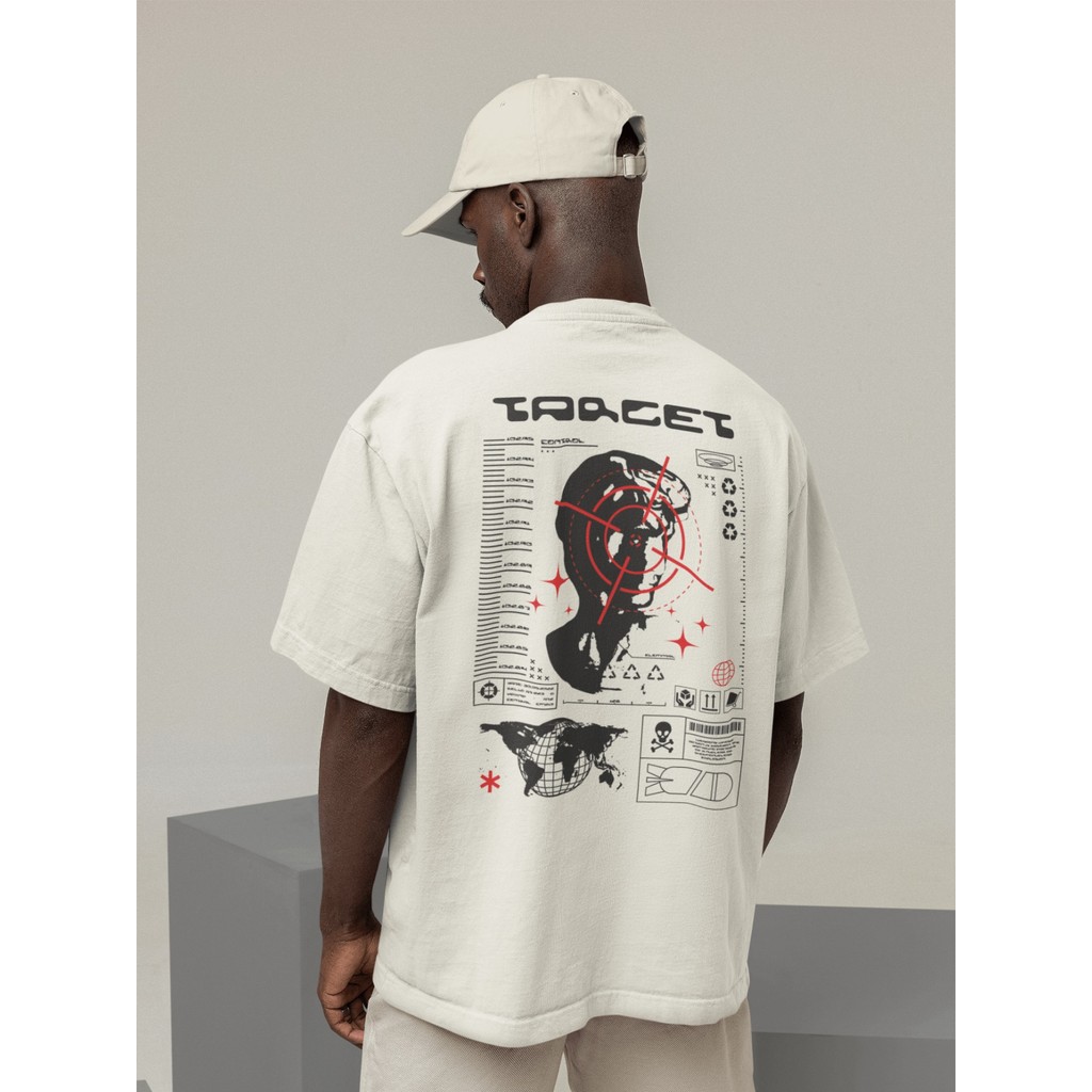 Camisa Camiseta Oversize Streetwear Masculino e Feminino para Treino e Dia a Dia Preto e Off Whte Es