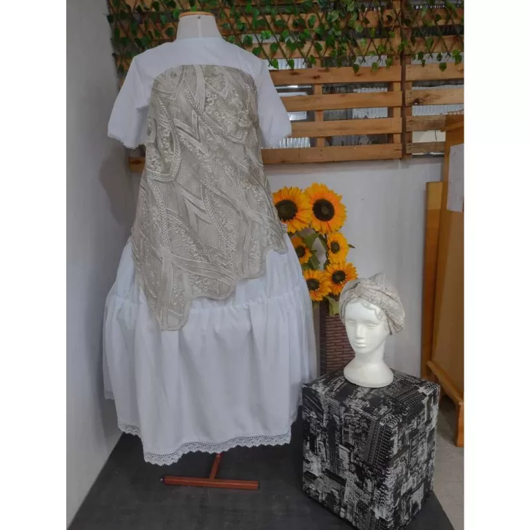 Conjunto pano de costa + pano de cabeça em dourad