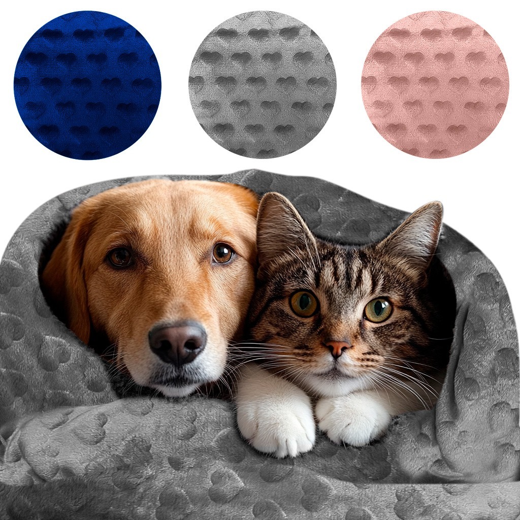 Manta Pet cobertor para Cachorro e Gato tecido Flannel com Coração Tamanho único