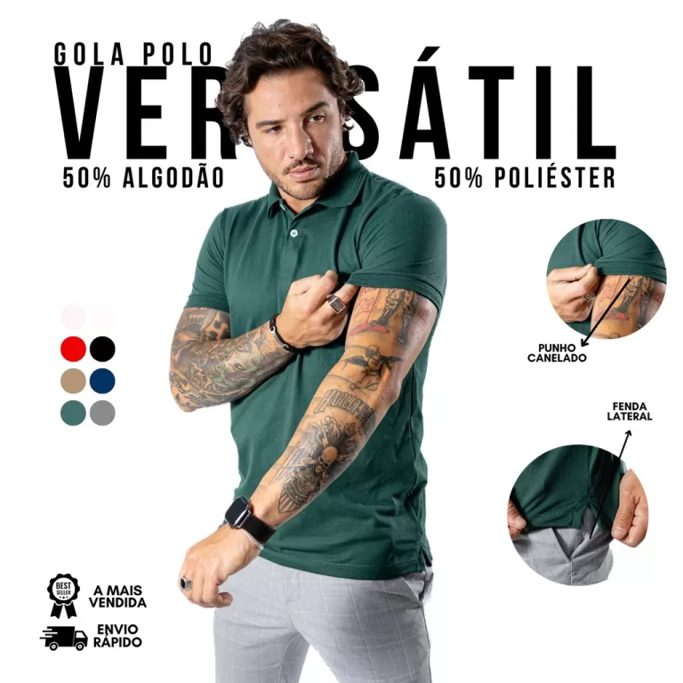 Camisa Polo Masculina Premium Piquet Duplo