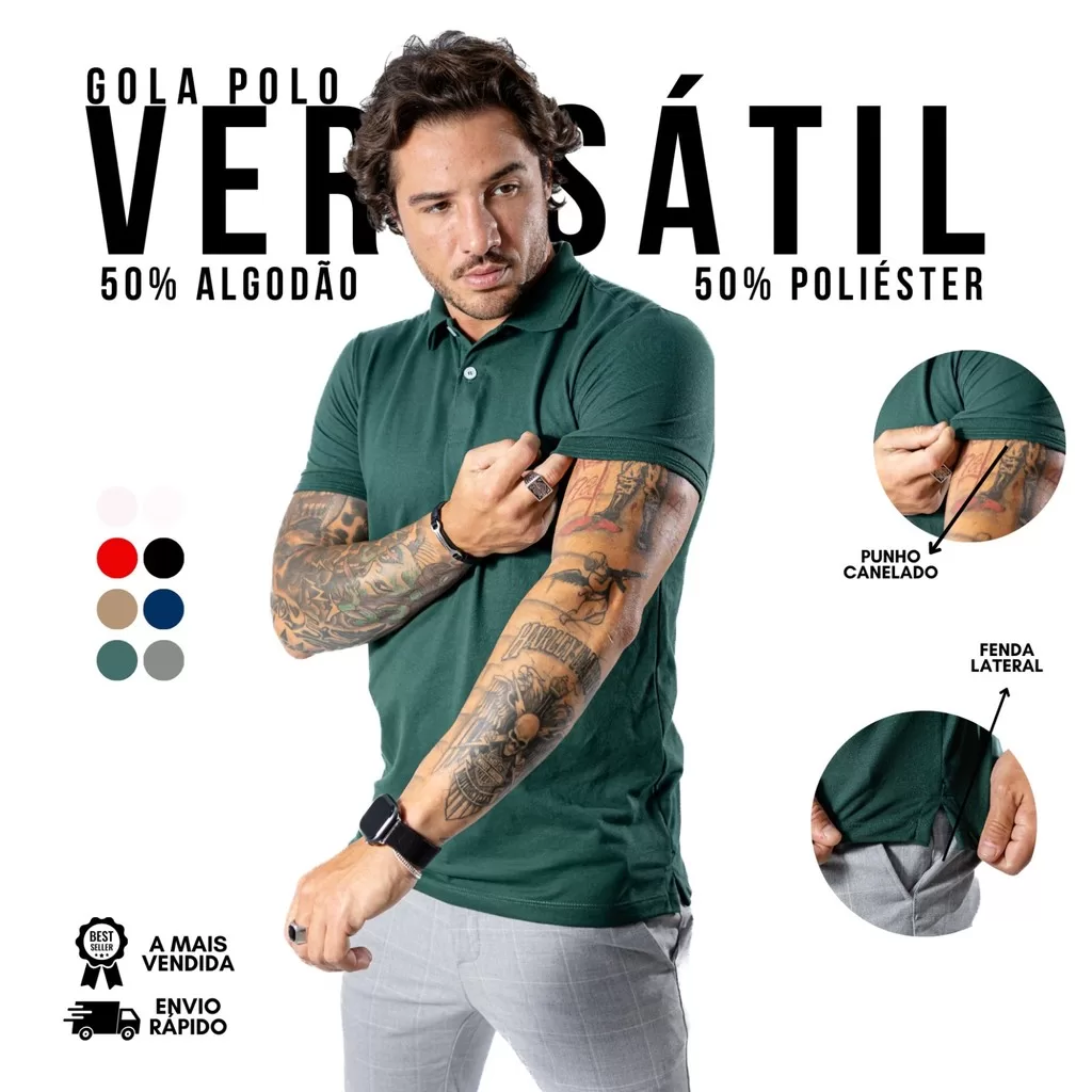 Camisa Polo Masculina Premium Piquet Duplo