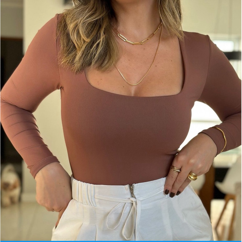 Body Suplex Manga Longa Gola Quadrada